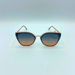Tahari Rimless Cat Eye Sunglasses Rose Gold Nude Frame Gradient Lens